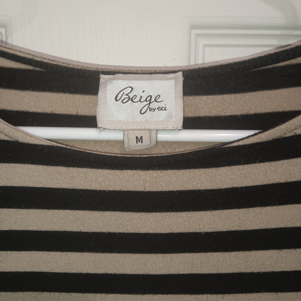 ECI Black and Tan Striped Long Sleeve Dress - Picture 4 of 5